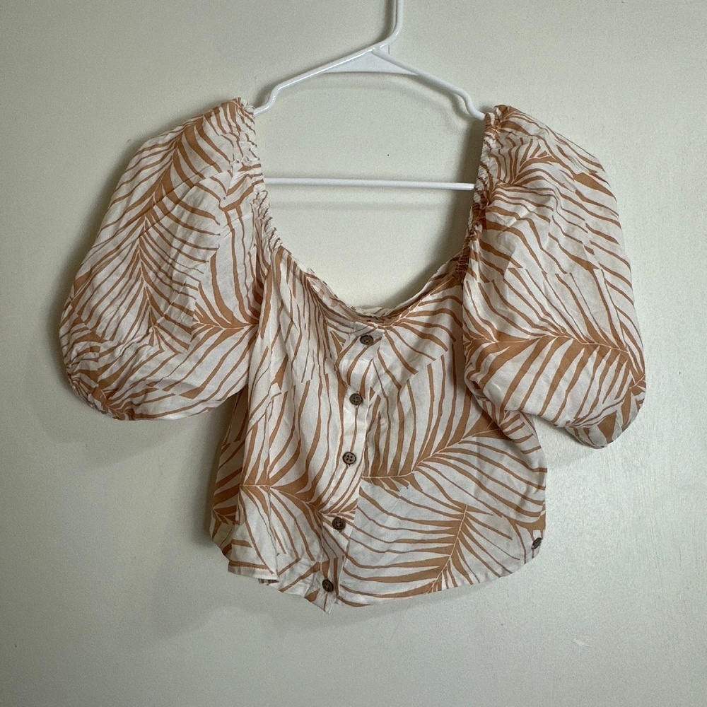 ! NEW Roxy Beige Floral Crop Top Women Size S